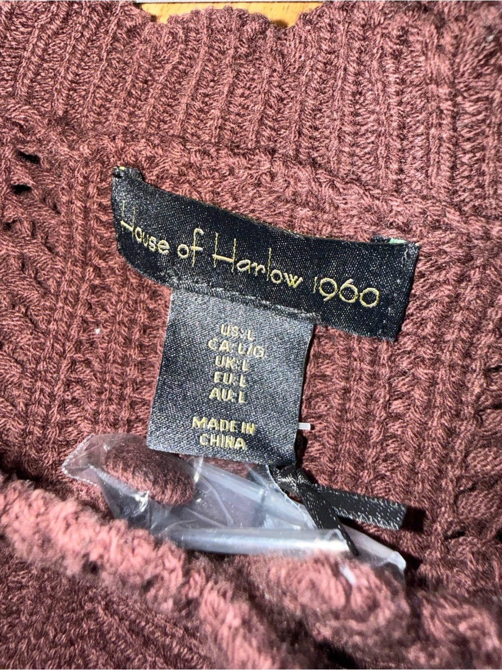 NWT. House of Harlow 1960. Chocolate Brown Cropped Knit Cardigan. Large. - Picture 4 of 13